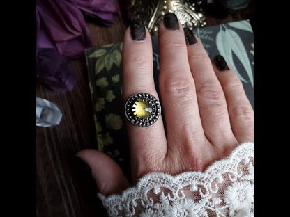 Amber Ring - Sz 8.5 - Silver