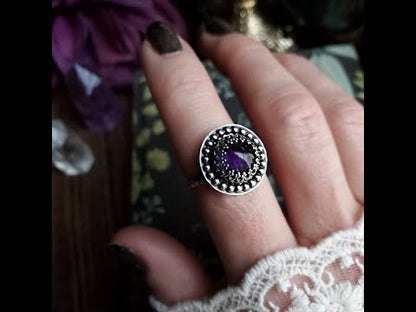 Amethyst Ring - Sz 7.75 - Silver