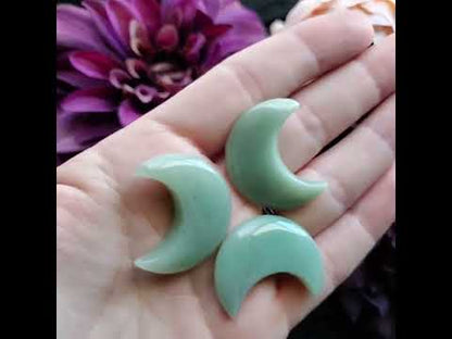 Green Aventurine Crescent Moon- Individual Crystal - Or Necklace